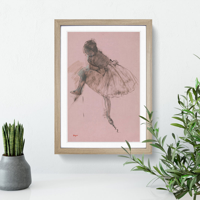 Study of a Ballet Ballerina Dancer Vol.1 by Edgar Degas - Picture Frame Painting on MDF, 48cm H x 36cm W x 2cm D, Oak Framed