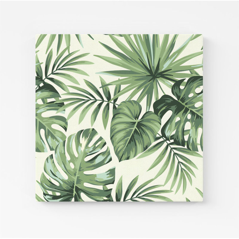 Exotic Palm Leaves - Wrapped Canvas Print, 16cm H x 16cm W x 3.8cm D