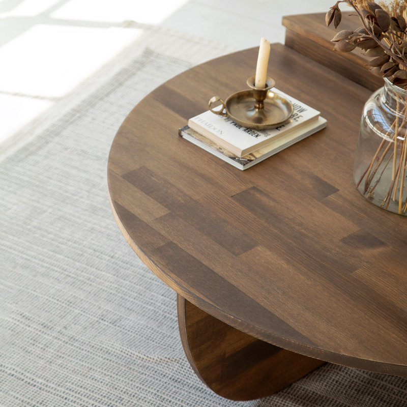 Elegant Coffee Table Set (2 Pieces), Solid Pine Wood, Walnut Finish | Large Table: 35.4 x 11.8 x 23.6 inches, Small Table: 33.5 x 11.8 x 13.8 inches | 100% Solid Pine, Modern Design for Living Room & Stylish Décor