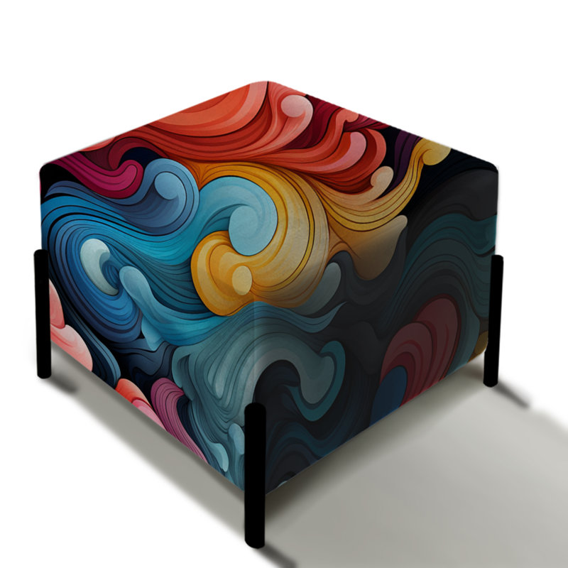 Multicolor Artistic Eclectic Storm - Eclectic Square Ottoman
