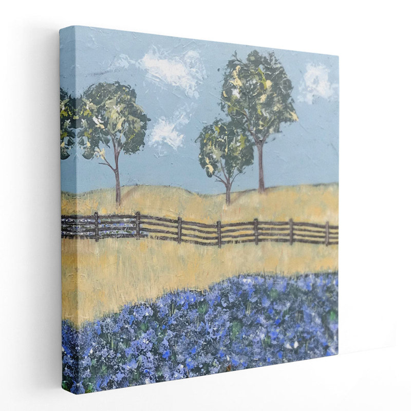 Prairie Fence Line II - reproduction d'art sur toile, H 16 po x l 16 po