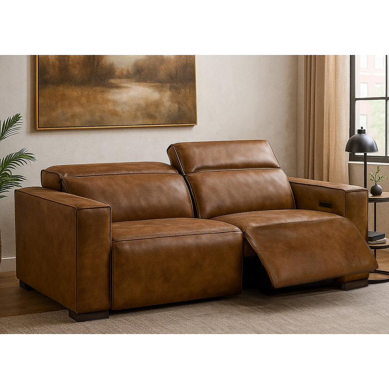 Canapé inclinable avec pieds en cuir brun clair Weirsky Weirsky, Brun