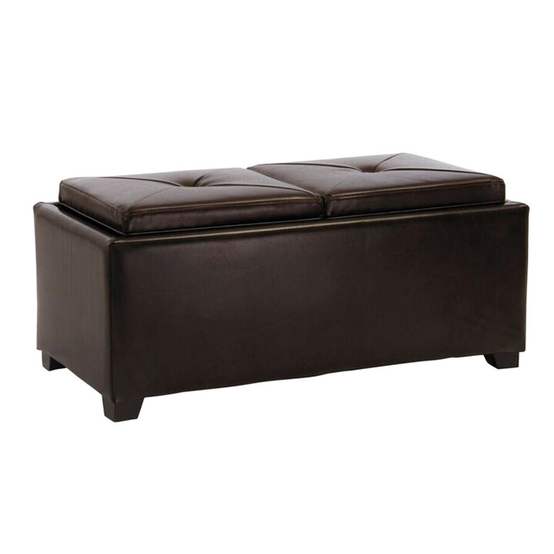 Rangement double, cuir brun, largeur variable, oscillation de la hauteur, déplacement du poids, mouvement,
