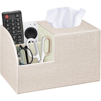 Couvre-boîte à mouchoirs carré avec rangement, porte-boîte à mouchoirs en cuir synthétique, organisateur de table de chevet télécommandée, support de bureau moderne pour table de bout, salle de bain, chambre à coucher, maison, décor de bureau