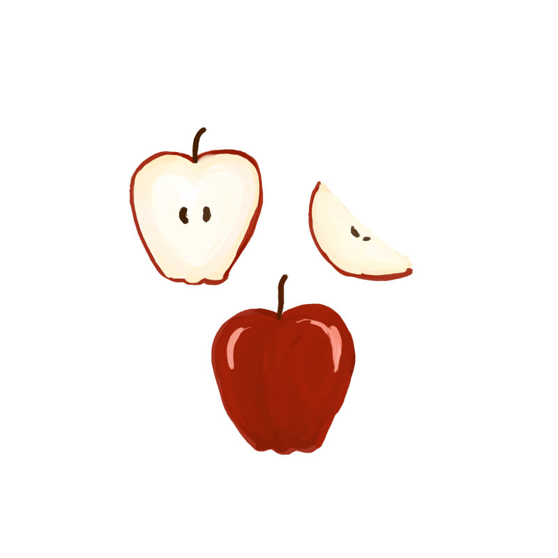 Sliced Apple - Wrapped Canvas Painting, 30cm H x 30cm W x 3.8cm D