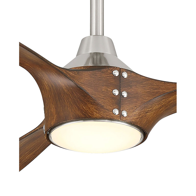 Ventilateur de plafond intelligent 65 po Pierce, Bois brun, Nickel brossé