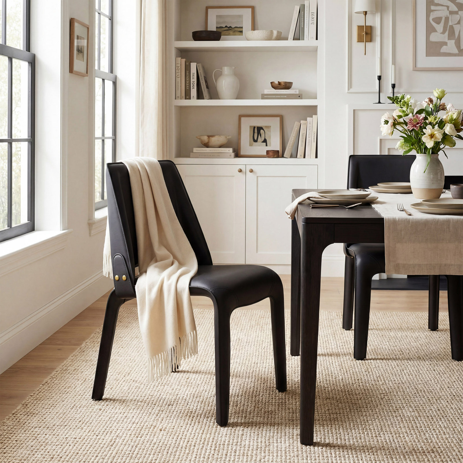 Vannes Vegan Leather Dining Chair, Black, 1, No Assembly Needed