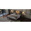Ensemble de chambre à coucher 3 pièces, lit plateforme avec deux lumières de chevet, table de chevet 2 tiroirs, noyer antique-489490532