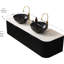 Meuble-lavabo 60 po avec 2 lavabos vasques noirs, armoire flottante, rayé 3D, pré-assemblé, système de fermeture en douceur, structure robuste-556459718