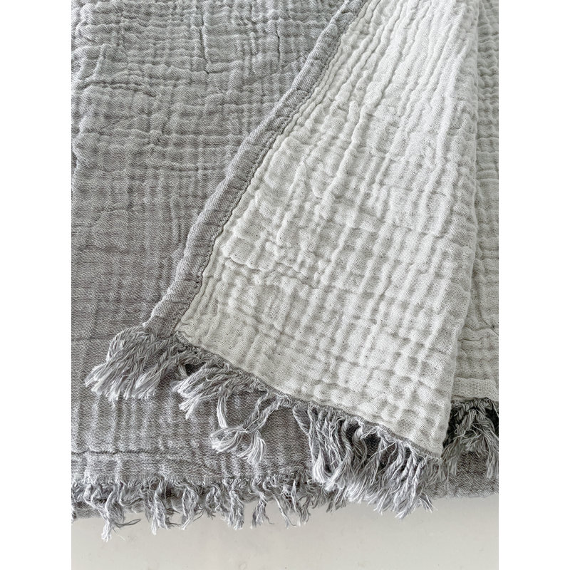 Plain Weave / Muslin Throw Blanket, Gray