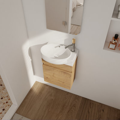 Meuble-lavabo mural simple 16 po avec plateau en céramique Delcastillo