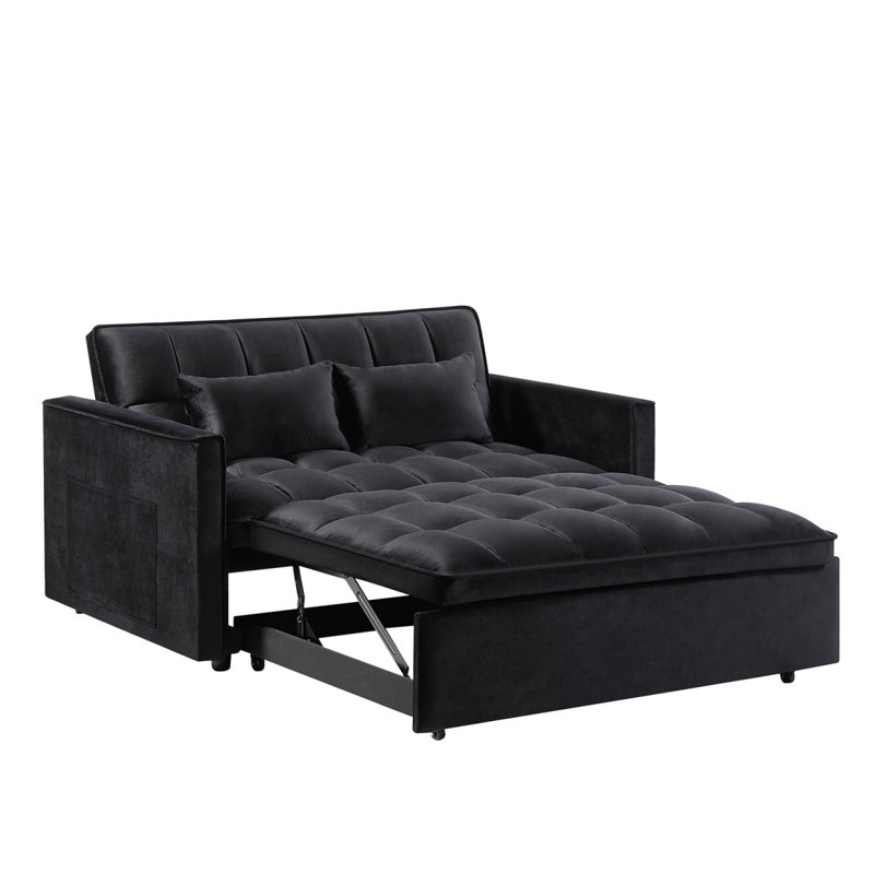 Canapé à dossier réglable de 54 pouces ou canapé-lit, canapé futon avec accoudoirs doubles et pochette, lit variable 69,7 pouces * 46,5 pouces