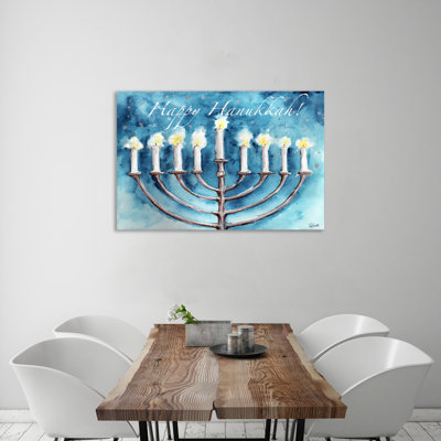 Watercolour Hannukah - Wrapped Canvas Painting