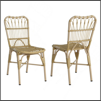Ensemble de 2 chaises d'extérieur en osier de patio en osier pour terrasse, piscine, jardin