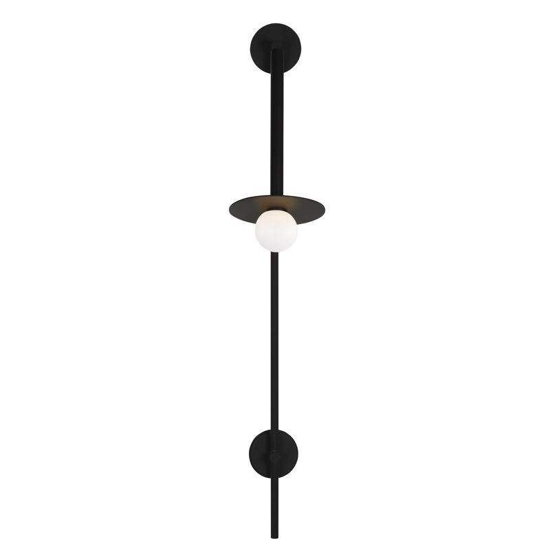 Allegra Steel Plug-in Swing Arm Sconce, 48.38" H x 8" W x 19.88" D, Midnight Black