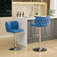 Tabourets de bar pivotants à hauteur réglable avec base chromée, tabourets de bar rembourrés en polyuréthane moderne avec dossier complet capitonné, pour pub à domicile et îlot de cuisine, bleu, ensemble de 2-3202636-3202637
