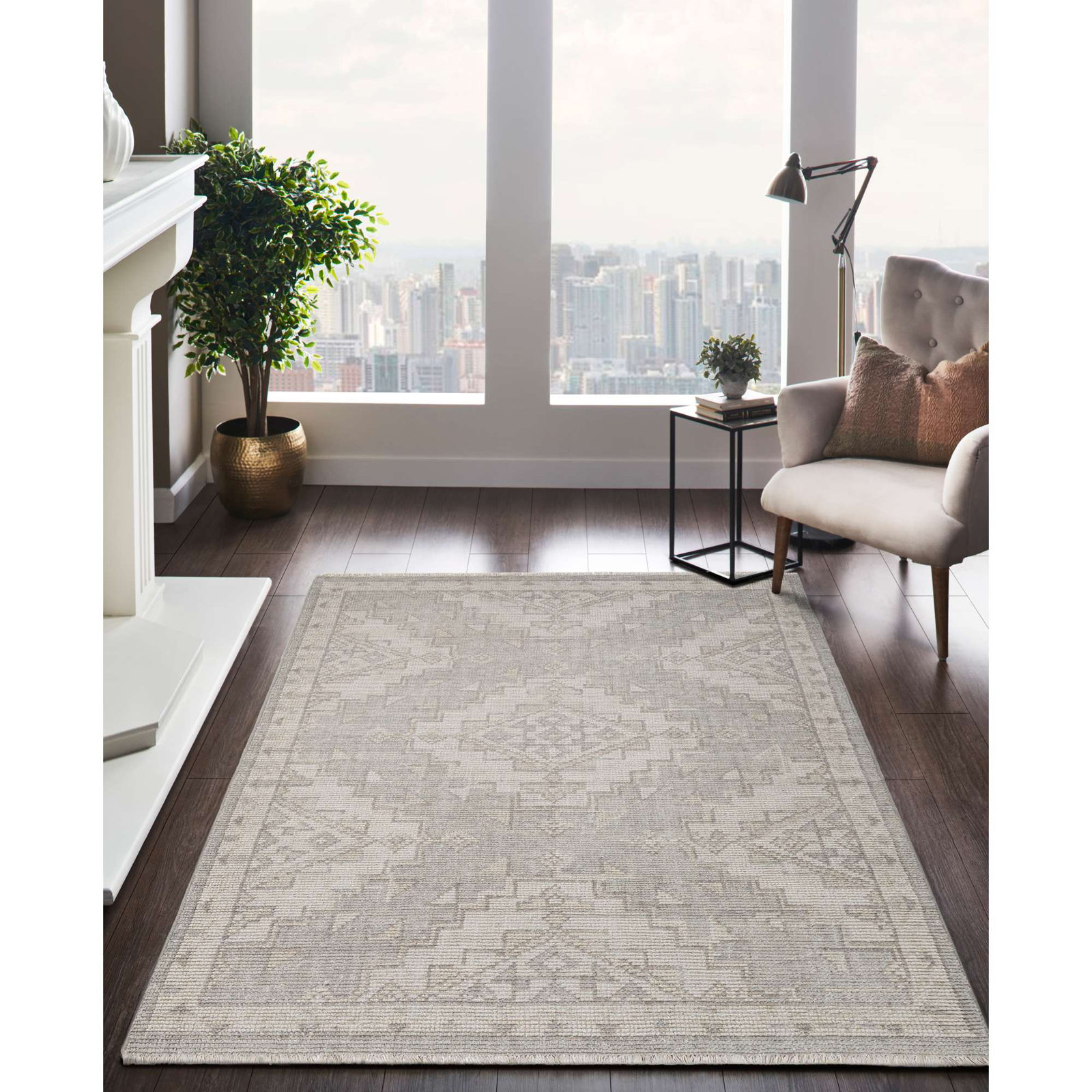 Maeve Hand-Knotted Geometric Wool Rug, Rectangle 5' x 8'