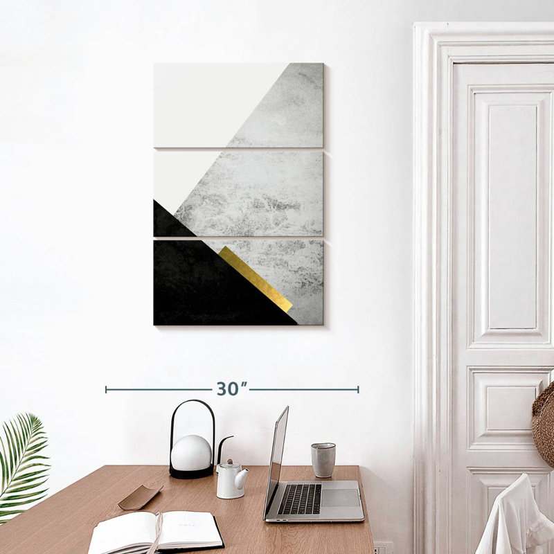 Avery Black Grey Gold Mountains II, 32" H x 20" W