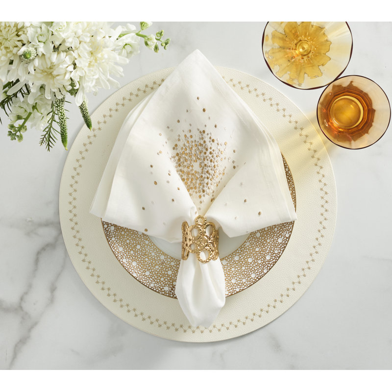 Starry Night Placemat, White/Gold