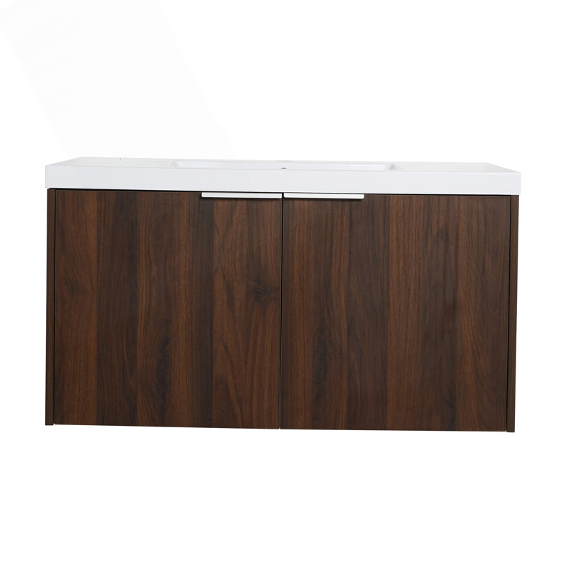 Meuble-lavabo flottant moderne de 36 pouces avec portes et évier à fermeture en douceur, conception peu encombrante pour des salles de bain élégantes