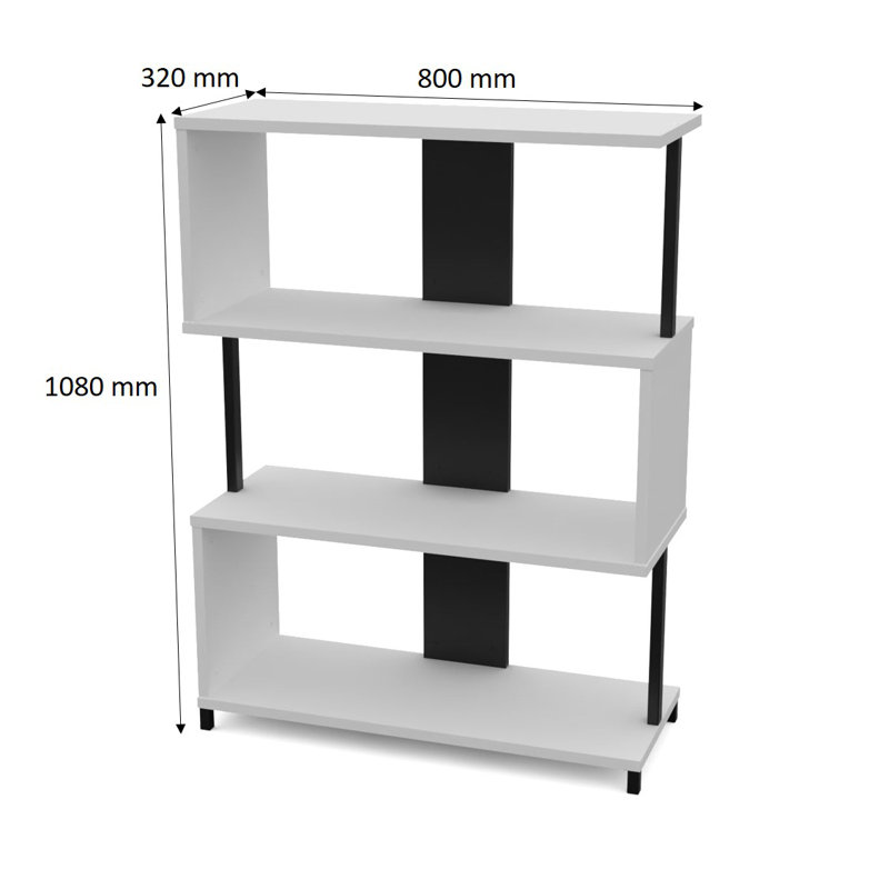 Brooklinn 32cm H x 108cm W Geometric Bookcase, White