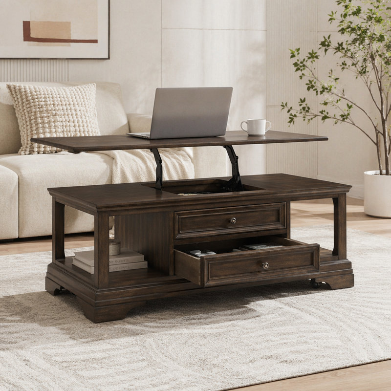Table basse moderne, 19.43" H x 27.56" W x 27.56" D, Espresso, Does Not Apply