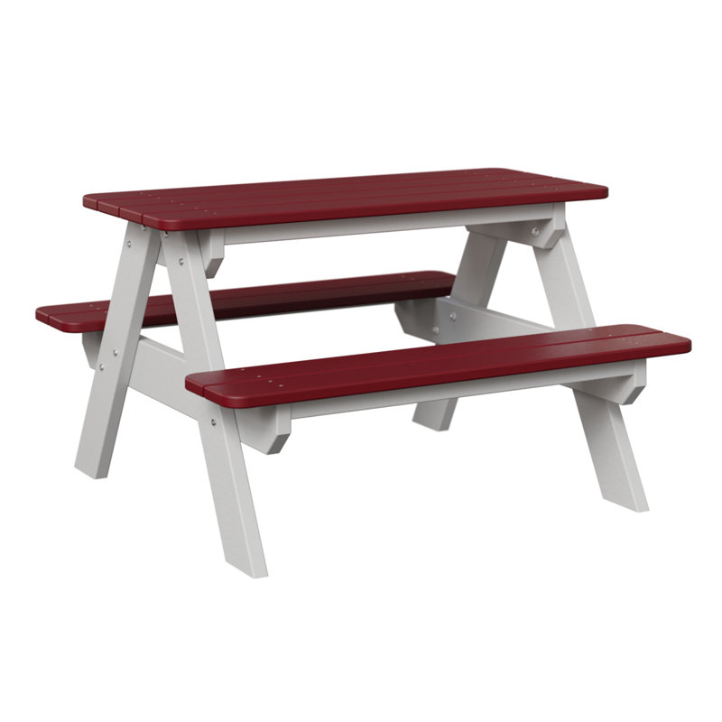Table de pique-nique rectangulaire pour enfants Berlin Gardens, Rouge écarlate / blanc