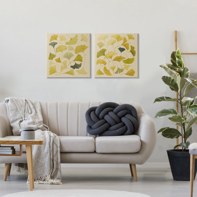 Ensemble de 2 toiles d'automne au ginkgo aux tons d'automne, design par Grace Popp