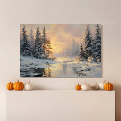 1pc Framed Broxton Painting Winter Snow Forest, Stream Morning Light, Impressionist Landscape Decor Print Vintage Wall Poster Home Decor Perfect Gift
