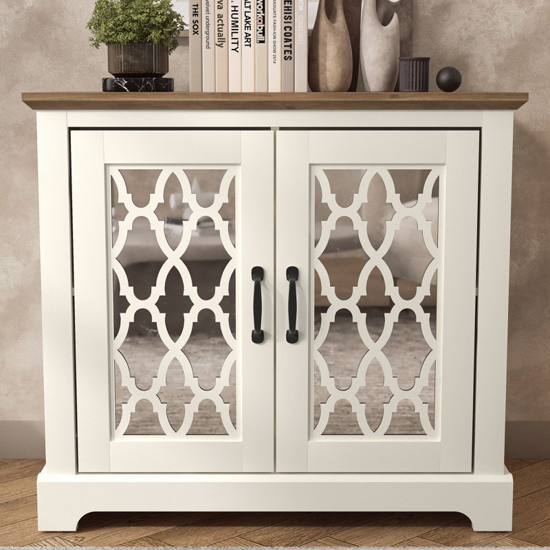 Armoire d'appoint Chessani, Ivoire / chêne noueux