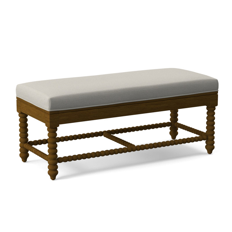 Louisa Bench, White Performance Fabric; 0851-94, Havana Finish