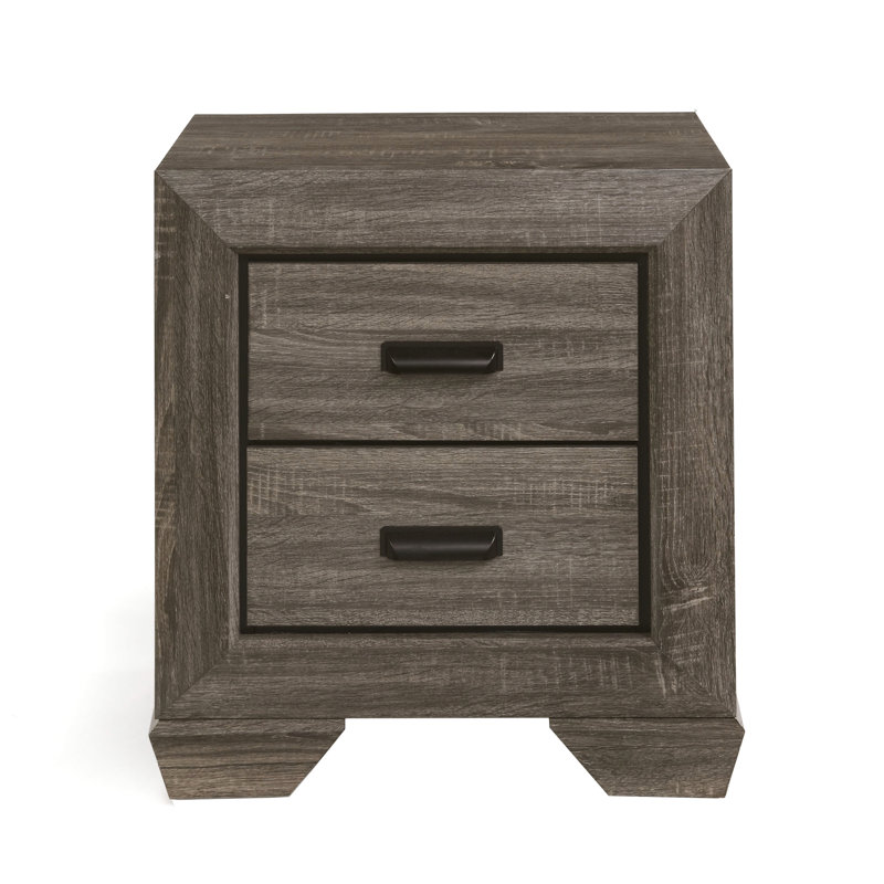 Table de chevet 2 chambres à grain vieilli gris vieilli - style rustique avec option de rangement pratique