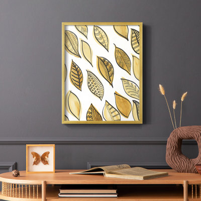 Reproduction encadrée de motifs de feuilles à motif II - bois massif