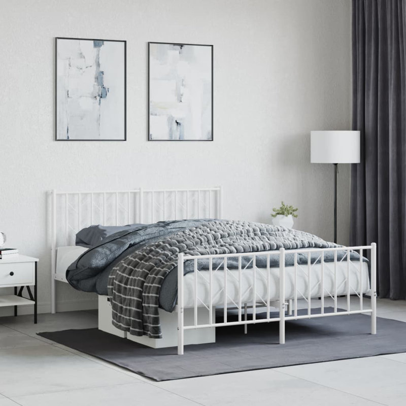 Metal Bed, Double (4'6), White