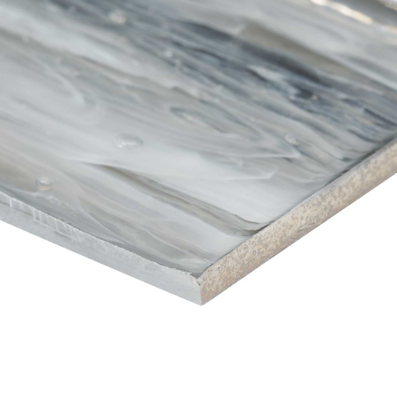 Komorebi 2x12 Brick Polished Glass Subway Tile, Mineral Ice Gray