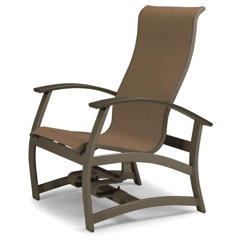 Askar Swivel Powder Coated Aluminum Outdoor Lounge Chair, Brown Sunbrella® Tweed, Textured Beachwood, Beachwood P40