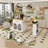 Expandable Kitchen Island with Dining Table with Power Outlet and 2 Drawers