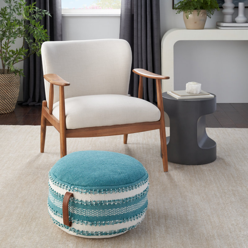 Poufs rayés et à pois Hutcheson, Bleu turquoise