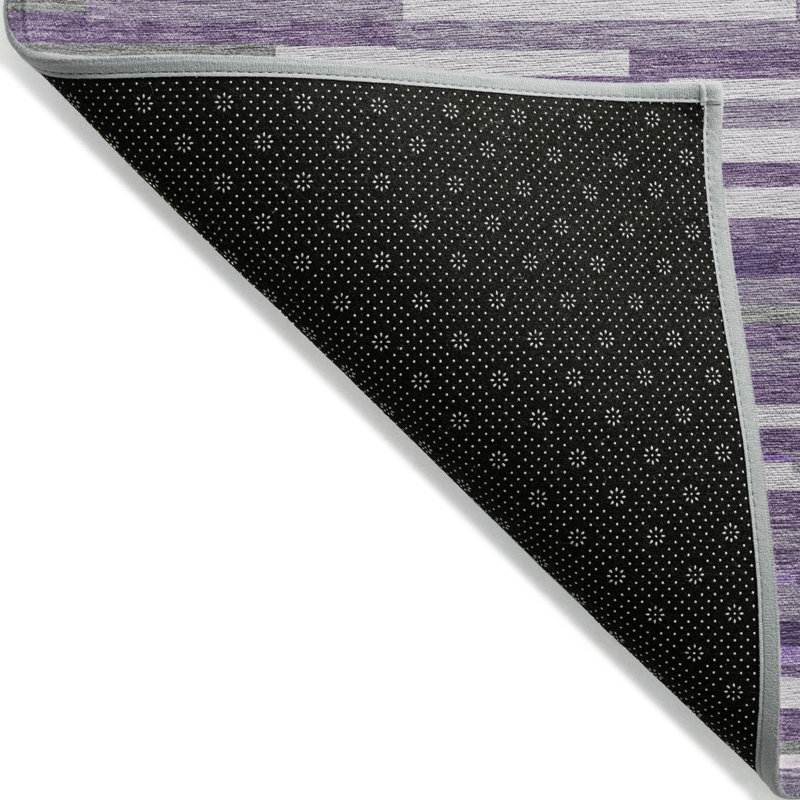 Tapis extérieur lavable rayé mauve et gris 10 pi x 14 pi