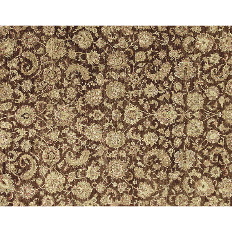 Tapis brun et crème noué à la main de haute qualité, Rectangle 12 pi x 15 pi
