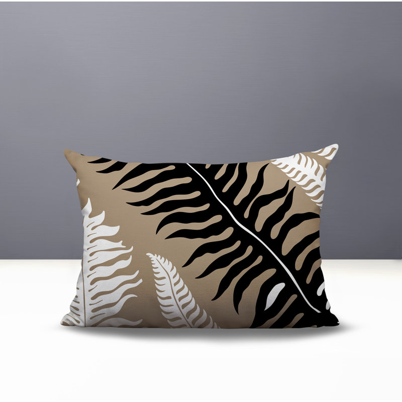 Oreiller rectangulaire réversible intérieur / extérieur Glo Wild Ferns, Beige, Rectangle H 14 po x l 20 po