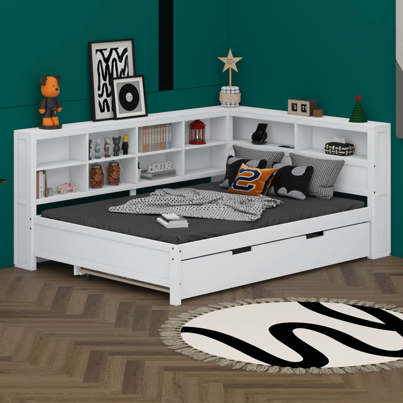 Lit de jour avec couchette, tablette et ports de chargement USB, Twin, Gris