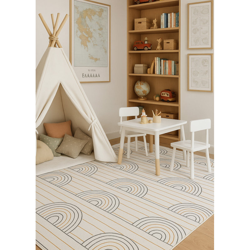 Rectangle Juha Area Rug with Non-Slip Backing, Rectangle 3'11" x 5'10"