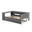 Lit plateforme double tapissier pleine grandeur avec tablettes de rangement, bureau, station de charge et lit gigogne-1163661583