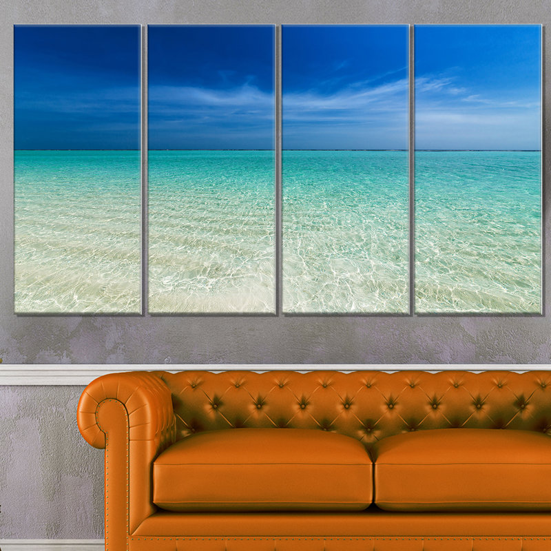 Turquoise Ocean Under Blue Sky Canvas Print Landscape Art