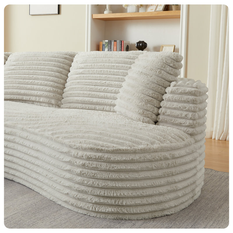Boneless Sectional Oversized Sofa, Cream Corduroy, Right Hand Facing