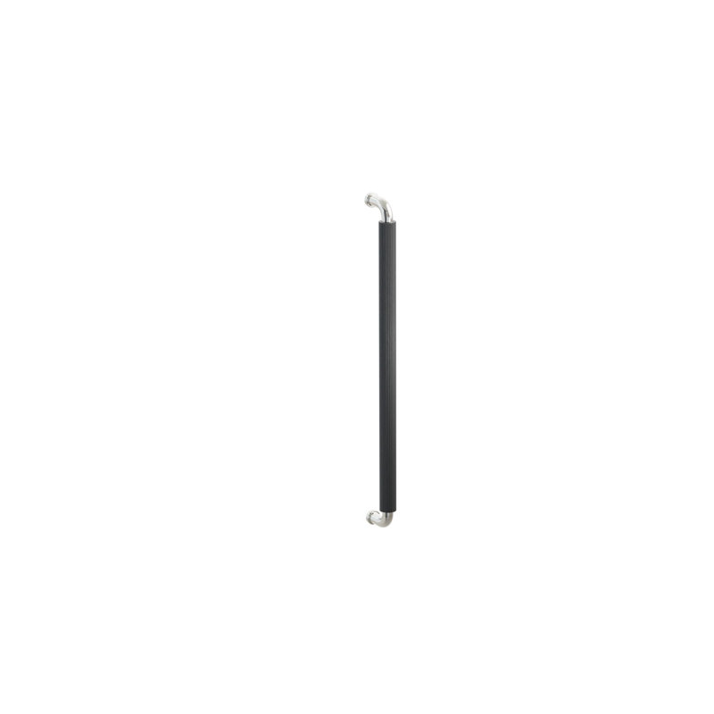 Emtek Back to Back SELECT Appliance Pull 18" R-Bar Straight Knurled Bar, Flat Black/Polished Nickel