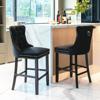 Yes Upholstered Velvet Bar Stool