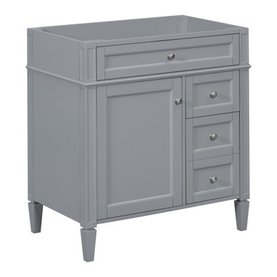 Armoire de salle de bain 30 po - Finition grise avec 2 tiroirs, tiroir escamotable et meuble-lavabo de style moderne