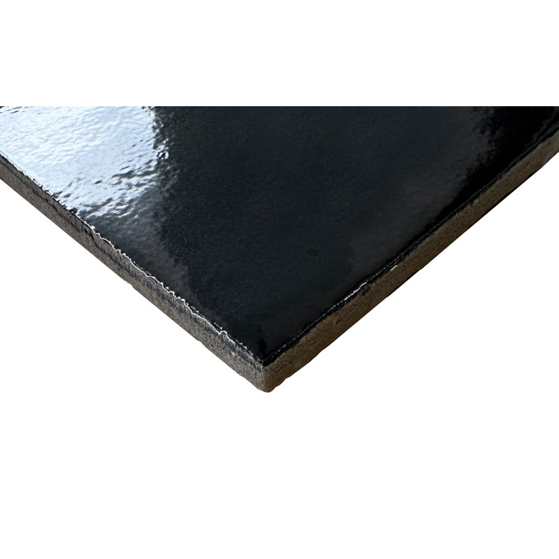 Zelij 4"x4" Ceramic Zellige Look Wall Tile, Black